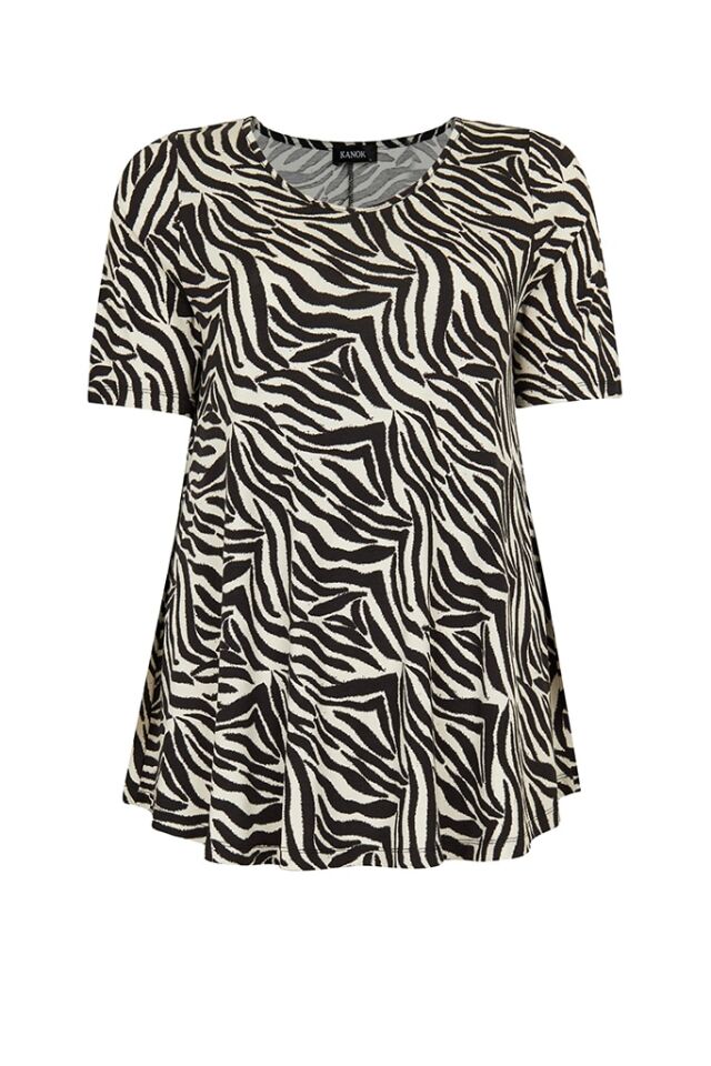 Zebra Desen Büyük Beden Bluz -Bodil/PebbleGrey