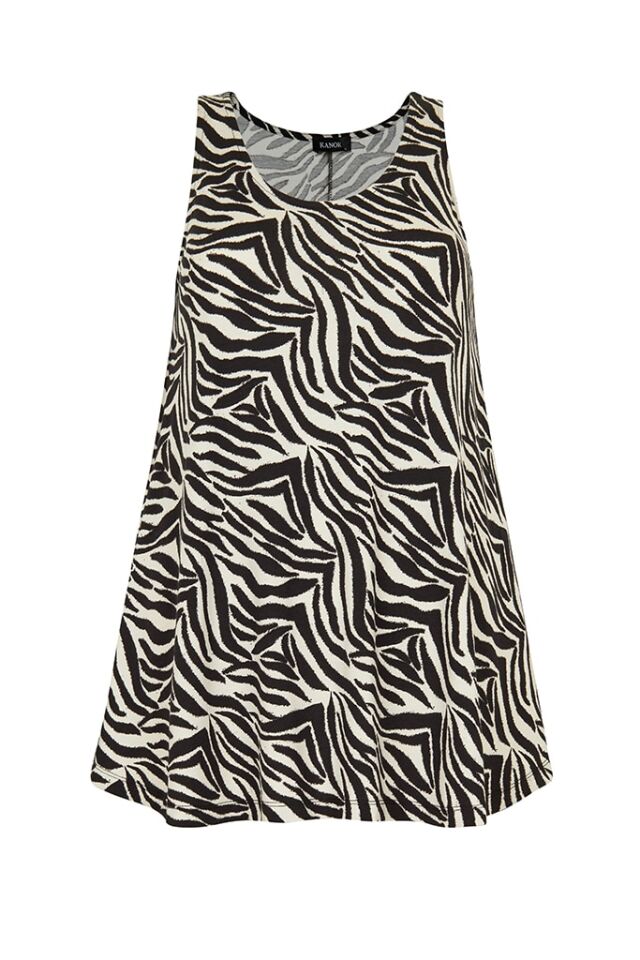 Zebra Pattern Plus Size Sleeveless Blouse - Anika / Pebblegrey