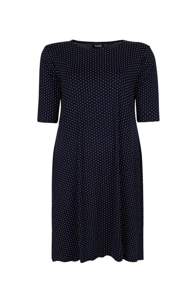 Polka Dot Plus Size Kjole - Maja / Navy Dot