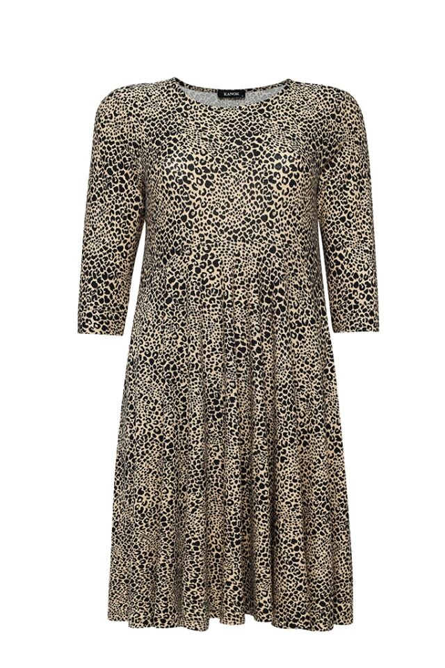 Kjole i plusstørrelse med animal print- Zoe / Desert